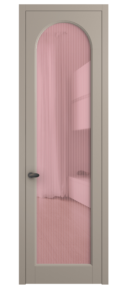 Межкомнатная дверь Палаццо 6804 Матовый бисквитный Рифлёное розовое стекло "Мору", триплекс Цена 105029 ₽ | Volhovec