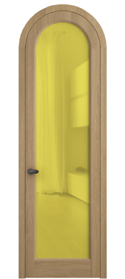 Межкомнатная дверь Палаццо 6814 Дуб соломенный матовый Рифлёное желтое стекло "Дюна", триплекс Цена 212349 ₽ | Volhovec