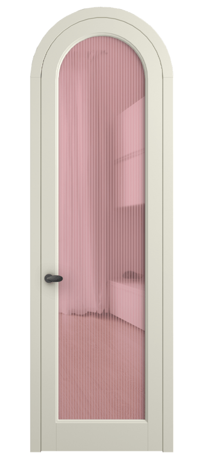Межкомнатная дверь Palazzo 6814 Матовый молочно-белый Рифлёное розовое стекло "Moru", триплекс Цена 133159 ₽ | Volhovec
