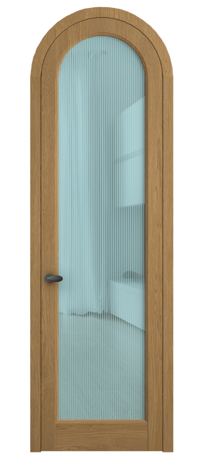 Межкомнатная дверь Палаццо 6814 Дуб солнечный матовый Рифлёное голубое стекло "Дюна", триплекс Цена 212349 ₽ | Volhovec