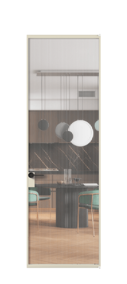 Алюминиевая дверь АЛПЛ040.01 Алюминий бежево-серый Рифлёное стекло "Moru", триплекс Цена 124670  | Volhovec