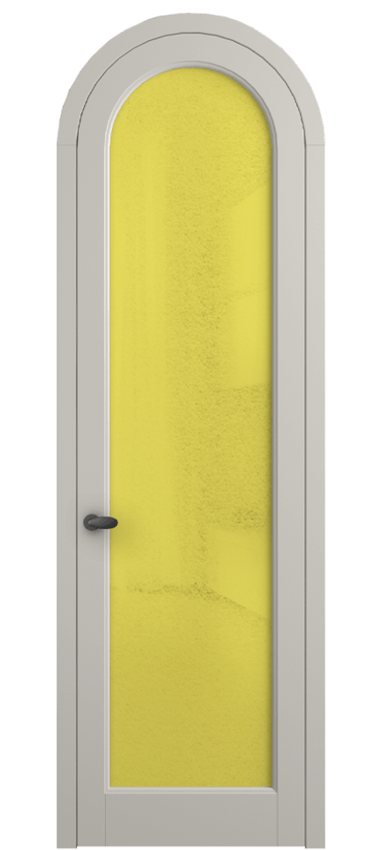 Межкомнатная дверь Палаццо 6814 Матовый облачно-серый Фактурное жёлтое стекло "Лёд", триплекс Цена 131159 ₽ | Volhovec