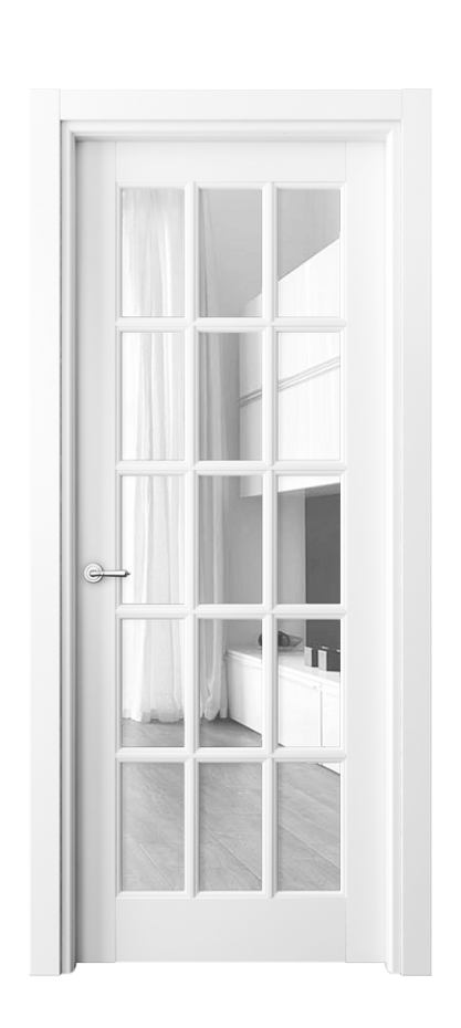 Межкомнатная дверь Тоскана Грильято 6311 Матовый белоснежный Прозрачное стекло Цена 111899 ₽ | Volhovec