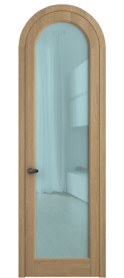 Межкомнатная дверь Палаццо 6814 Дуб соломенный матовый Рифлёное голубое стекло "Дюна", триплекс Цена 212349 ₽ | Volhovec