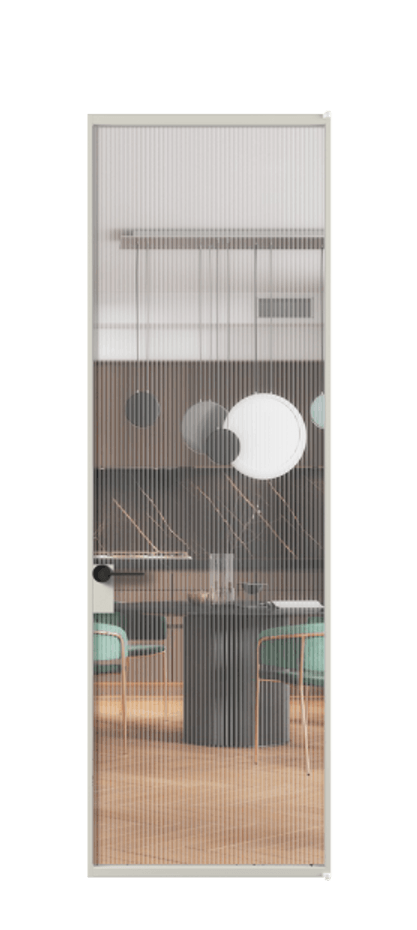 Алюминиевая дверь АЛПЛ040.01 Алюминий тёплый серый Рифлёное стекло "Moru", триплекс Цена 124670  | Volhovec