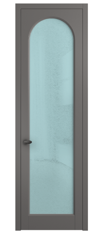 Межкомнатная дверь Палаццо 6804 Матовый классический серый Фактурное голубое стекло "Лёд", триплекс Цена 103029 ₽ | Volhovec