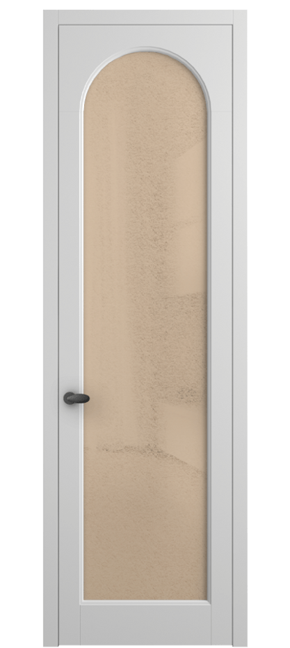 Межкомнатная дверь Палаццо 6804 Матовый белоснежный Фактурное оранжевое стекло "Лёд", триплекс Цена 103029 ₽ | Volhovec