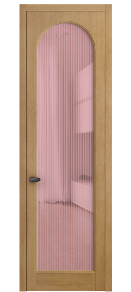 Межкомнатная дверь Палаццо 6804 Бук натуральный матовый Рифлёное розовое стекло "Мору", триплекс Цена 129279 ₽ | Volhovec