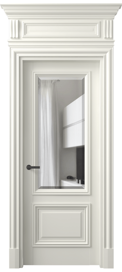 Межкомнатная дверь Антик 7302 Матовый жемчужный Прозрачное стекло с фацетом Цена 162309 ₽ | Volhovec