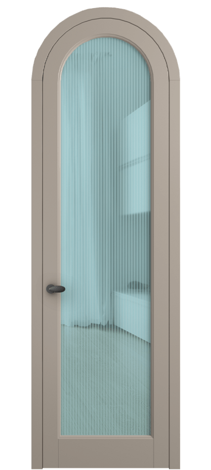 Межкомнатная дверь Palazzo 6814 Матовый бисквитный Рифлёное голубое стекло "Moru", триплекс Цена 133159 ₽ | Volhovec