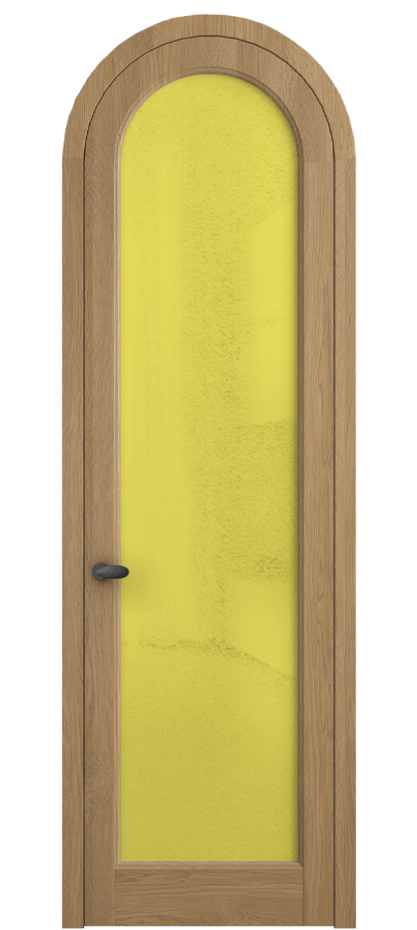 Межкомнатная дверь Palazzo 6814 Дуб пшеничный матовый Фактурное жёлтое стекло "Лёд", триплекс Цена 212349 ₽ | Volhovec