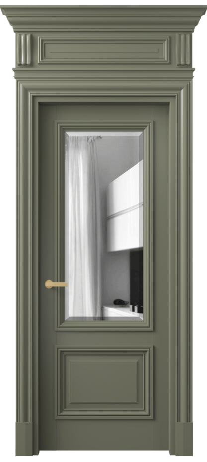 Межкомнатная дверь Антик 7302 Матовый оливковый тёмный Двустороннее зеркало с фацетом, триплекс Цена 169609 ₽ | Volhovec