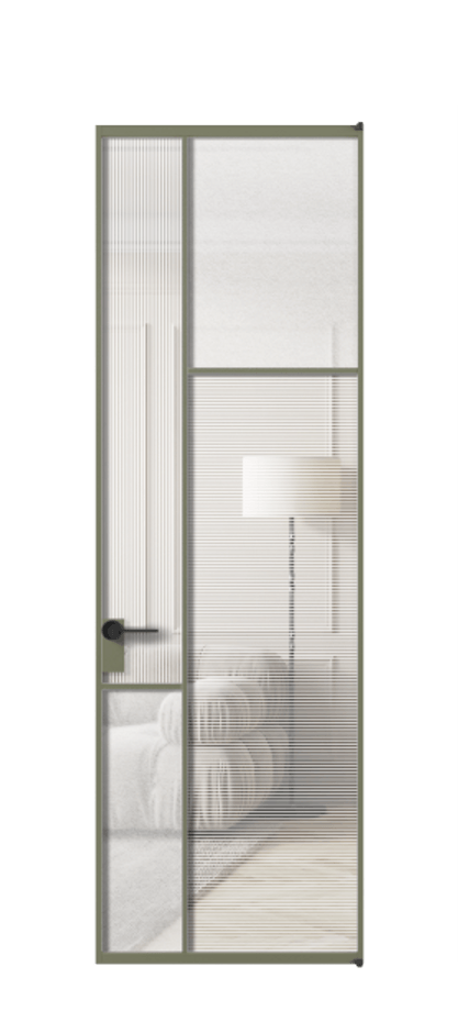Межкомнатная дверь Mosaic АЛПЛ041.11 Алюминий оливковый тёмный Рифлёное стекло "Дюна", триплекс, 6 мм + Фактурное стекло "Лёд", триплекс Цена 173870 ₽ | Volhovec