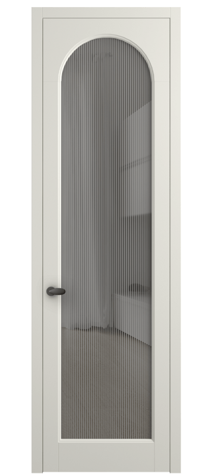 Межкомнатная дверь Палаццо 6804 Матовый жемчужный Рифлёное серое стекло "Дюна", триплекс Цена 103029 ₽ | Volhovec