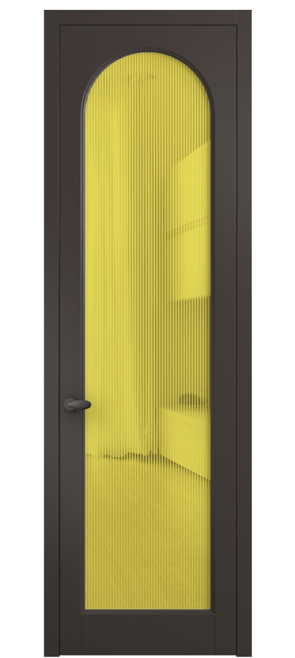 Межкомнатная дверь Палаццо 6804 Матовый антрацит Рифлёное желтое стекло "Дюна", триплекс Цена 103029 ₽ | Volhovec