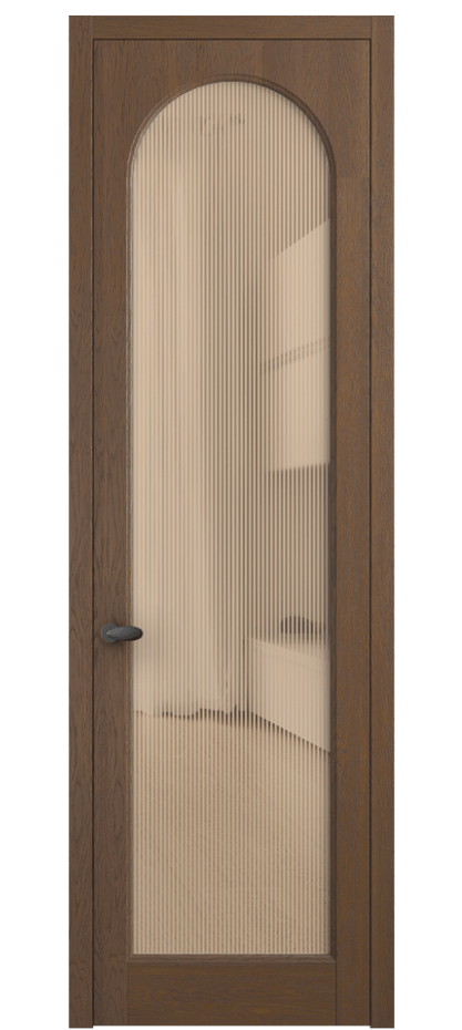Межкомнатная дверь Палаццо 6804 Дуб каштановый матовый Рифлёное оранжевое стекло "Дюна", триплекс Цена 158529 ₽ | Volhovec
