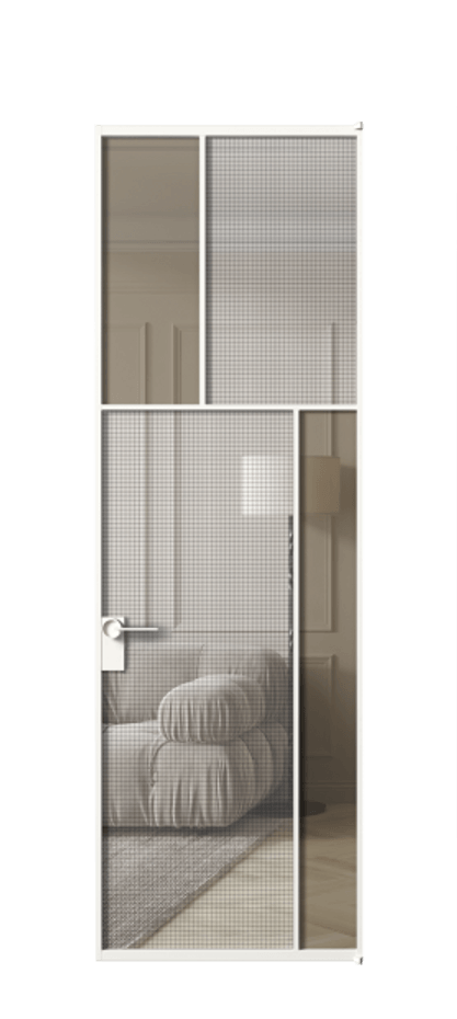 Межкомнатная дверь Mosaic АЛПЛ041.23 Алюминий Белый Mesh silver + Бронза прозрачное триплекс Цена 145930 #CURRENCY# | Volhovec