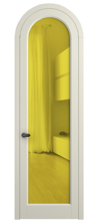 Межкомнатная дверь Palazzo 6814 Матовый молочно-белый Прозрачное жёлтое стекло, триплекс Цена 125159 ₽ | Volhovec