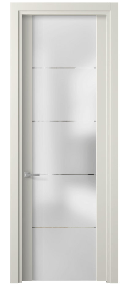 Межкомнатная дверь Планум 4114 Матовый жемчужный Сатинированное стекло с гравировкой «КВАДРО», триплекс Цена 60299 ₽ | Volhovec