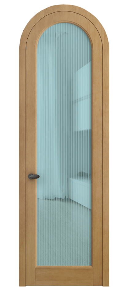 Межкомнатная дверь Палаццо 6814 Бук натуральный матовый Рифлёное голубое стекло "Мору", триплекс Цена 179739 ₽ | Volhovec