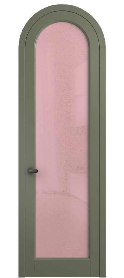 Межкомнатная дверь Палаццо 6814 Матовый оливковый тёмный Фактурное розовое стекло "Лёд", триплекс Цена 131159 ₽ | Volhovec