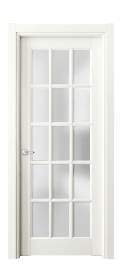Межкомнатная дверь Тоскана Грильято 6311 Матовый жемчужный Сатинированное стекло Цена 111899 ₽ | Volhovec