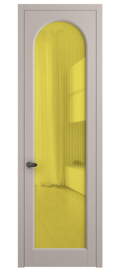 Межкомнатная дверь Палаццо 6804 Матовый светло-бежевый Рифлёное жёлтое стекло "Moru", триплекс Цена 105029 ₽ | Volhovec