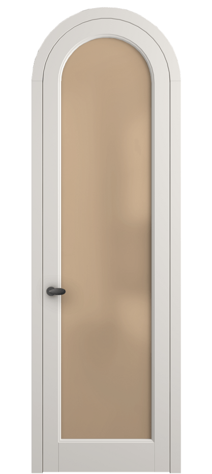 Межкомнатная дверь Палаццо 6814 Матовый пудровый белый Сатинированное оранжевое стекло, триплекс Цена 128259 ₽ | Volhovec