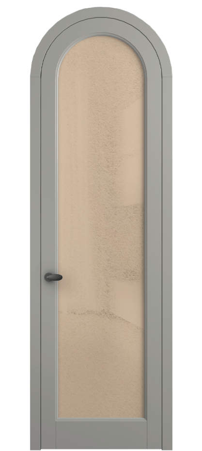 Межкомнатная дверь Палаццо 6814 Матовый нейтральный серый Фактурное оранжевое стекло "Лёд", триплекс Цена 131159 ₽ | Volhovec