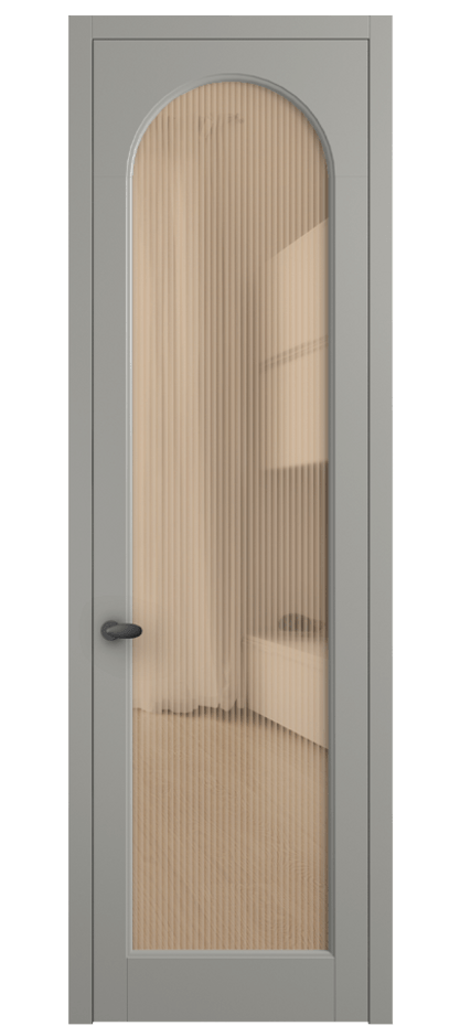 Межкомнатная дверь Палаццо 6804 Матовый нейтральный серый Рифлёное оранжевое стекло "Moru", триплекс Цена 105029 ₽ | Volhovec