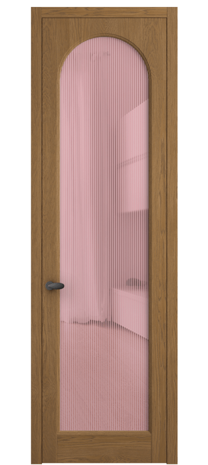 Межкомнатная дверь Палаццо 6804 Дуб пряный матовый Рифлёное розовое стекло "Дюна", триплекс Цена 158529 ₽ | Volhovec