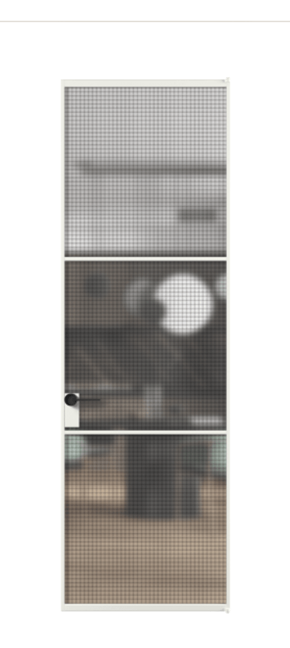 Алюминиевая дверь АЛПЛ040.03 Алюминий светло-серый Декоративное стекло с сеткой "Mesh silver", триплекс Цена 129470  | Volhovec