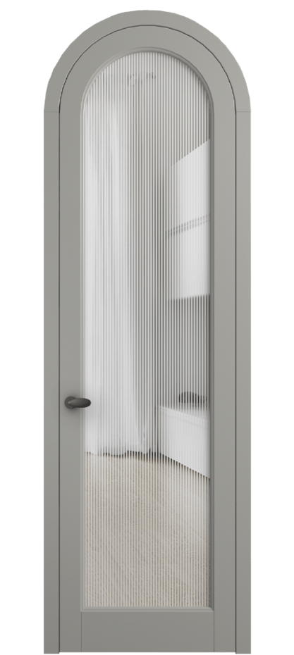 Межкомнатная дверь Palazzo 6814 Матовый нейтральный серый Рифлёное стекло "Дюна", триплекс Цена 131159 ₽ | Volhovec