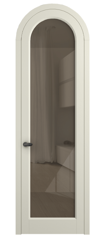 Межкомнатная дверь Палаццо 6814 Матовый молочно-белый Рефлективное бронзовое стекло "Stopsol", калёное Цена 133159 ₽ | Volhovec