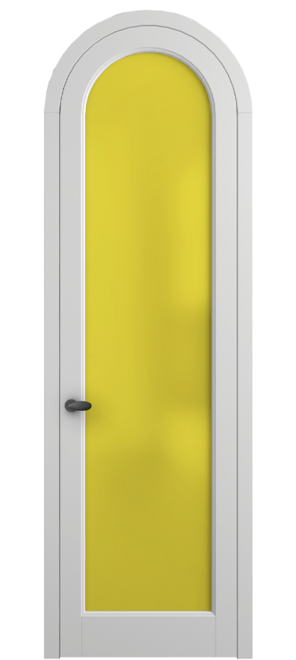 Межкомнатная дверь Palazzo 6814 Матовый белоснежный Сатинированное жёлтое стекло, триплекс Цена 131420 ₽ | Volhovec