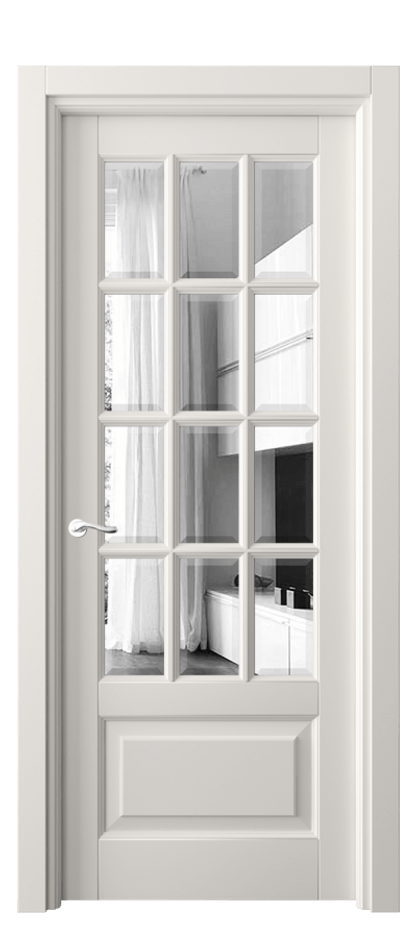 Межкомнатная дверь Lignum 0728 Бук пудровый белый Двустороннее зеркало с фацетом, триплекс, 8 мм Цена 94239 ₽ | Volhovec