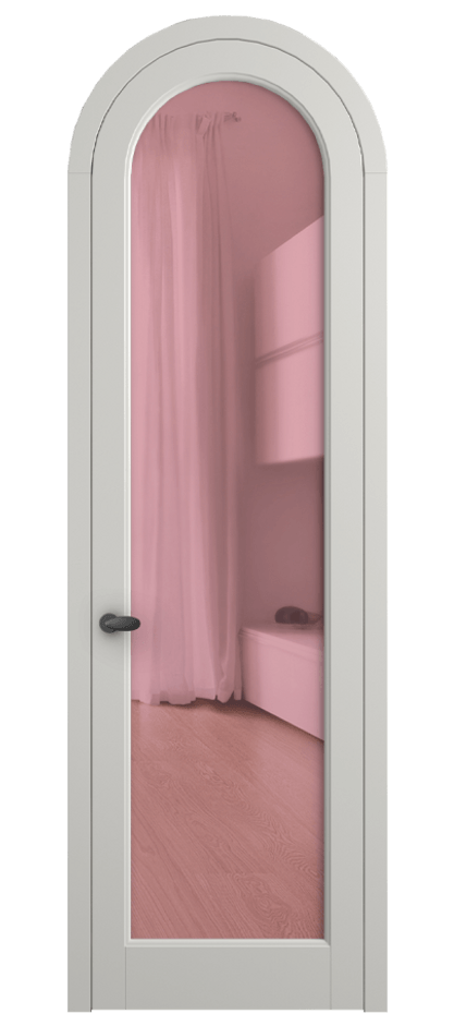 Межкомнатная дверь Palazzo 6814 Матовый серый Прозрачное розовое стекло, триплекс Цена 125159 ₽ | Volhovec