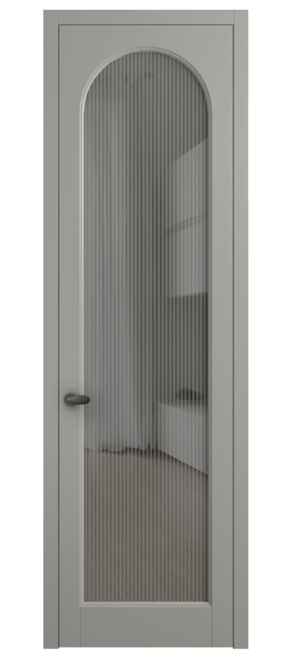 Межкомнатная дверь Палаццо 6804 Матовый нейтральный серый Рифлёное серое стекло "Мору", триплекс Цена 105029 ₽ | Volhovec