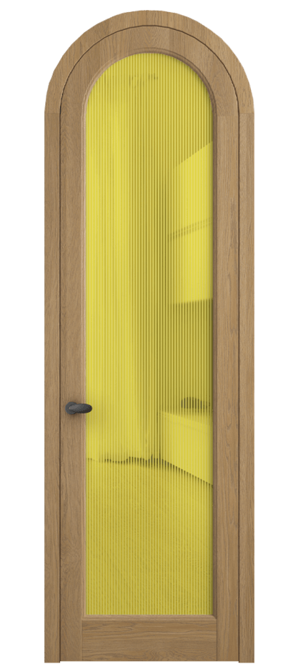 Межкомнатная дверь Палаццо 6814 Дуб пшеничный матовый Рифлёное желтое стекло "Дюна", триплекс Цена 212349 ₽ | Volhovec