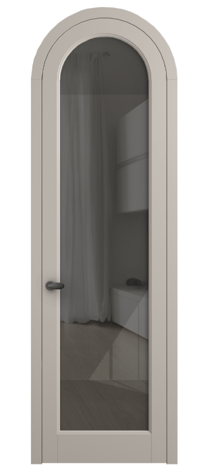 Межкомнатная дверь Палаццо 6814 Матовый светло-бежевый Рефлективное серое стекло "Стопсол", калёное Цена 133159 ₽ | Volhovec