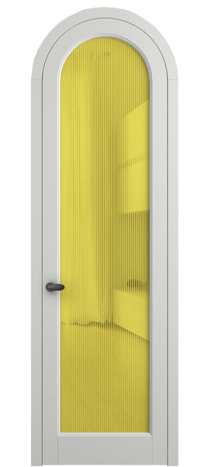 Межкомнатная дверь Палаццо 6814 Матовый светло-серый Рифлёное желтое стекло "Дюна", триплекс Цена 131159 ₽ | Volhovec