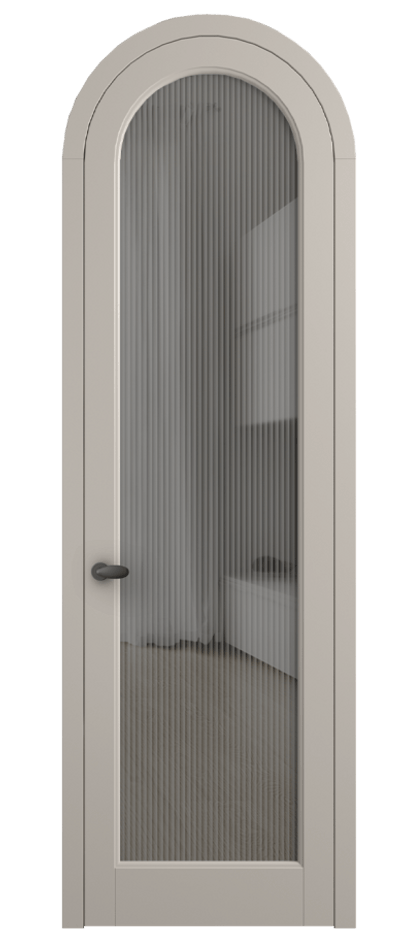 Межкомнатная дверь Палаццо 6814 Матовый светло-бежевый Рифлёное серое стекло "Moru", триплекс Цена 133159 ₽ | Volhovec