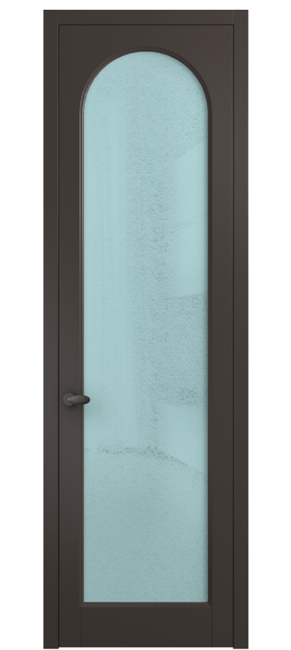 Межкомнатная дверь Палаццо 6804 Матовый антрацит Фактурное голубое стекло "Лёд", триплекс Цена 103029 ₽ | Volhovec