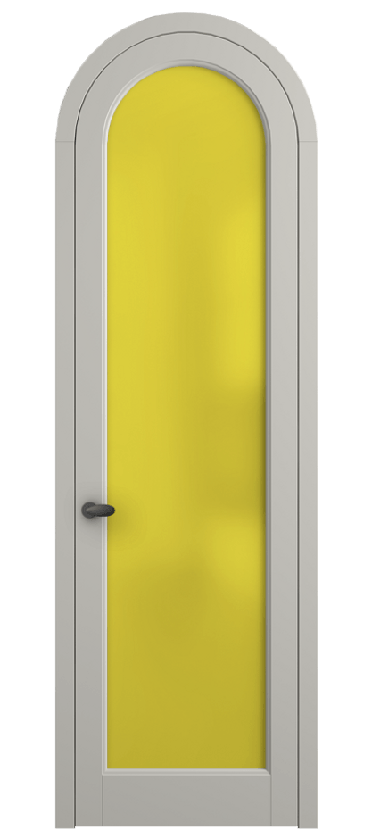 Межкомнатная дверь Палаццо 6814 Матовый тёплый серый Сатинированное жёлтое стекло, триплекс Цена 125159 ₽ | Volhovec