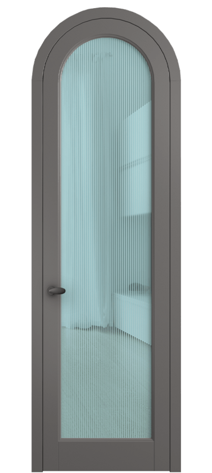 Межкомнатная дверь Palazzo 6814 Матовый классический серый Рифлёное голубое стекло "Дюна", триплекс Цена 131159 ₽ | Volhovec
