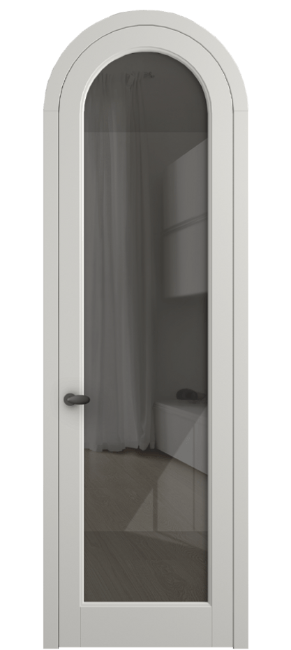 Межкомнатная дверь Палаццо 6814 Матовый серый Рефлективное серое стекло "Стопсол", калёное Цена 133159 ₽ | Volhovec