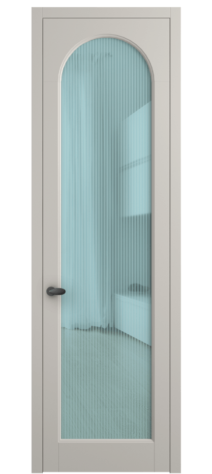 Межкомнатная дверь Палаццо 6804 Матовый облачно-серый Рифлёное голубое стекло "Moru", триплекс Цена 105029 ₽ | Volhovec