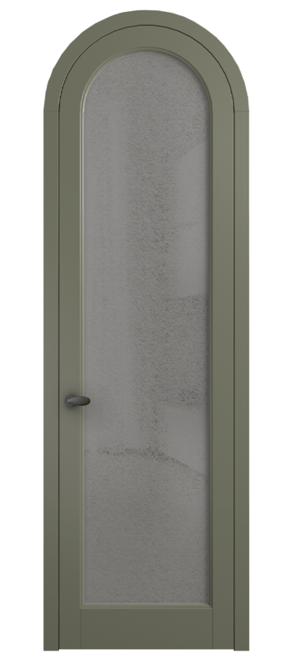 Межкомнатная дверь Палаццо 6814 Матовый оливковый тёмный Фактурное серое стекло "Лёд", триплекс Цена 131159 ₽ | Volhovec