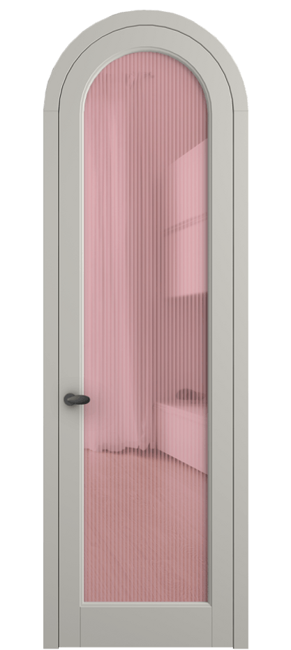 Межкомнатная дверь Палаццо 6814 Матовый тёплый серый Рифлёное розовое стекло "Moru", триплекс Цена 133159 ₽ | Volhovec