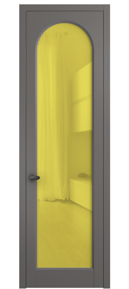 Межкомнатная дверь Палаццо 6804 Матовый классический серый Рифлёное желтое стекло "Дюна", триплекс Цена 103029 ₽ | Volhovec